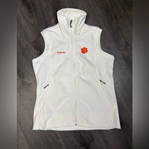 Clemson Tigers x Columbia Fleece Vest Women’s XL  White Orange Logo Full Zip